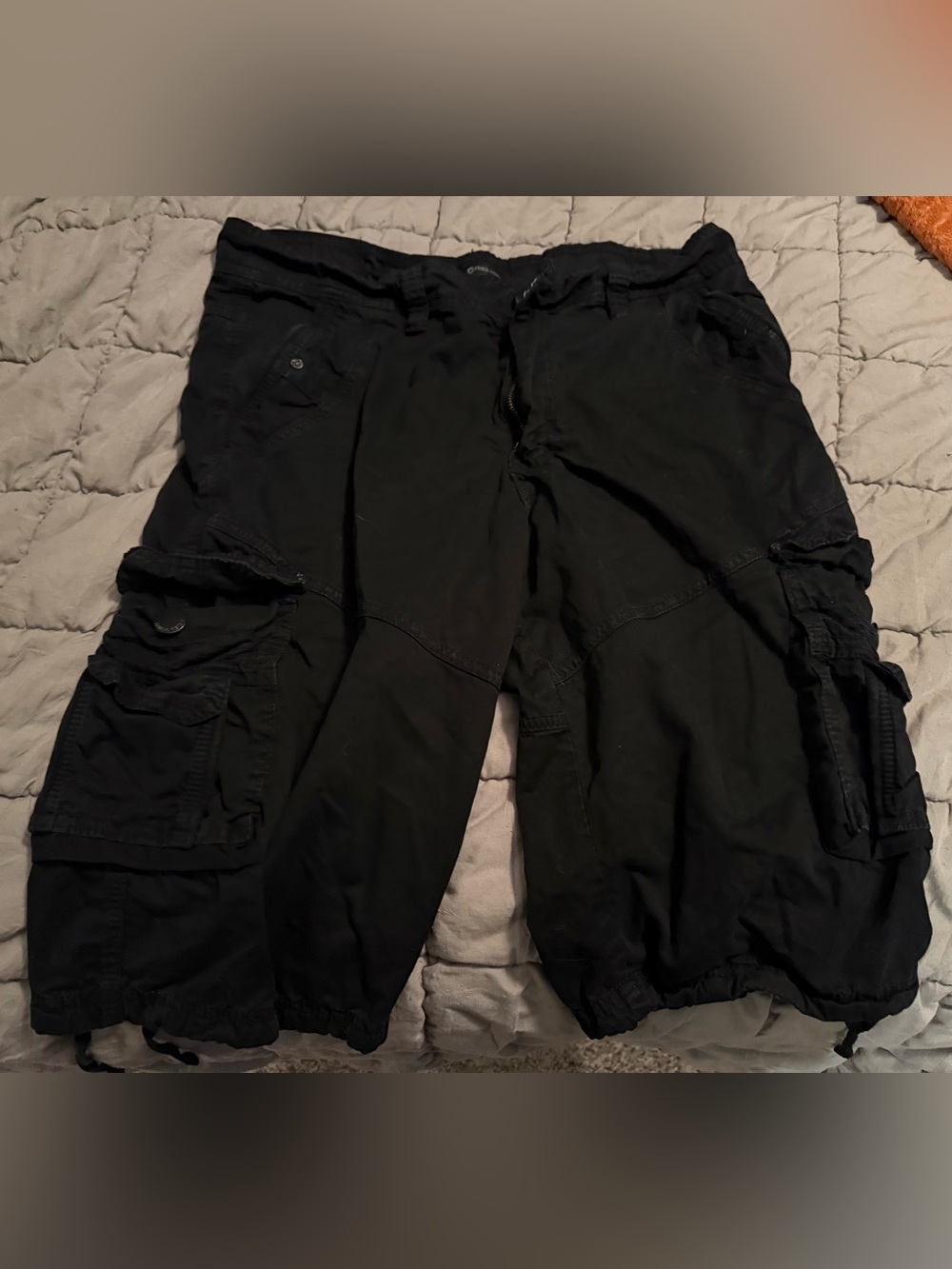 Fried Denim Mens 34 Black Cargo Shorts Y2K Baggy Utility